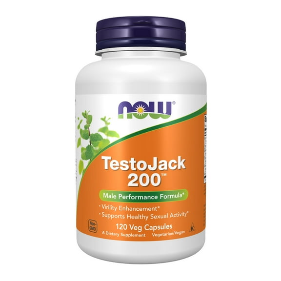 NOW Supplements, TestoJack® 200 with Tongkat Ali, Tribulus, Maca and Horny Goat Weed, 120 Veg Capsules