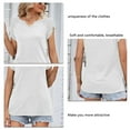 thumbnail image 3 of Camisa de manga corta para mujer, cuello en V, Color puro, camisa de manga fruncida a la moda, Top para fiesta de trabajo diario, 3 of 8