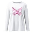 thumbnail image 5 of Luxalzxs Crewneck Sweatshirt Women Pink Ribbon Breast Cancer Awareness Sweatshirt Fall Winter Casual Long Sleeve Butterfly Print Inspirational Pullover Tops, 5 of 5
