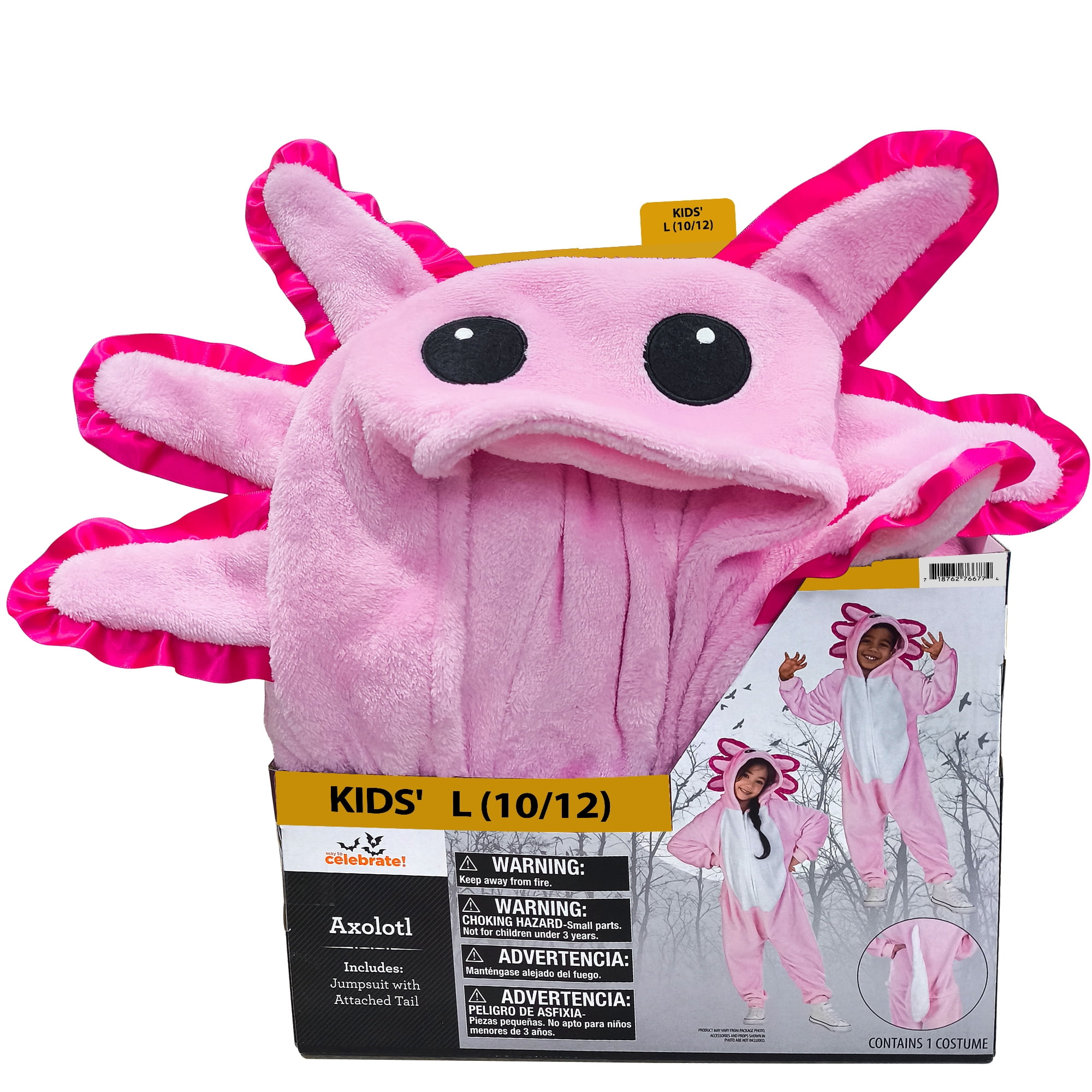 Axolotl Jumpsuit Halloween Costume for Children, Boy's Size L (10/12), by Way to Celebrate