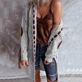 thumbnail image 4 of VKEKIEO Womens Cardigan Scoop Neck Cardigan Long Sleeve Plaid Acrylic Gray Clearance Pattern Cardigan, 4 of 7