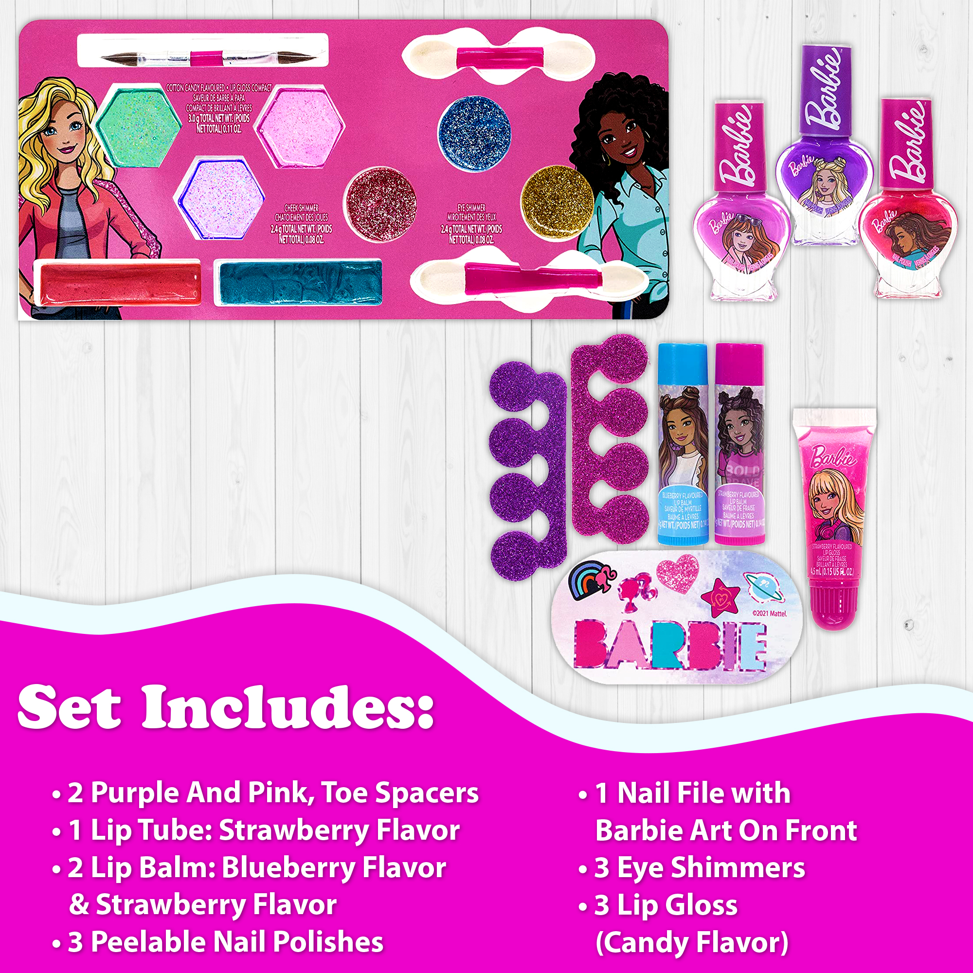 Barbie Train Case Pretend Play Cosmetic Set- Kids Beauty, Toy, Gift for Girls, Ages 3+ by Townley Girl - image 5 of 7