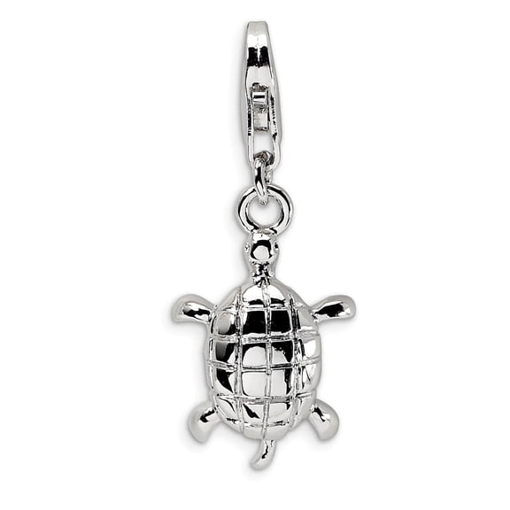 Amore La Vita  Sterling Silver Rhodium-plated Polished Turtle Charm with Fancy Lobster Clasp