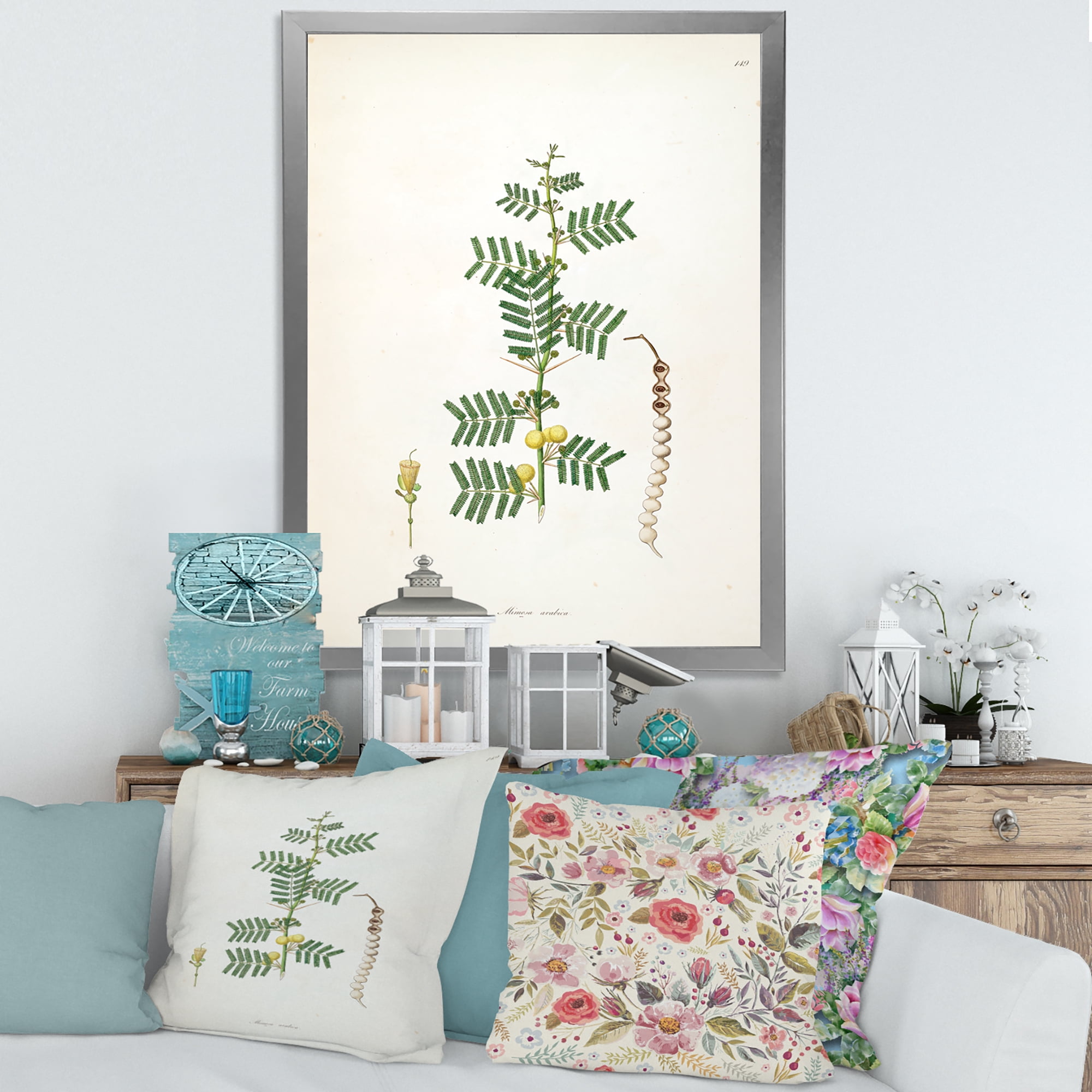 Designart 'Ancient Blossoming Flower III' Farmhouse Framed Art Print