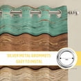 thumbnail image 6 of Farmhouse Teal Brown Kitchen Curtains Window Panels, Vintage Wooden Striped Insulated Window Treatment Curtain, Grommet Curtains for Bedroom/Living Room/Bathroom, 2 Piece 42"Wx45"L, 6 of 8
