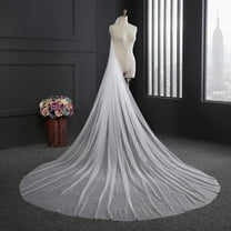 EllieWely 1 Tier Cathedral Length 3.5 M(138 inch) Plain Tulle Wedding Bridal Veil With Metal Comb White