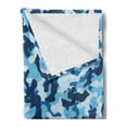 thumbnail image 2 of Camouflage Soft Flannel Fleece Throw Blanket, Costume Pattern with Vibrant Color Palette Abstract Composition Concealment, Cozy Plush for Indoor and Outdoor Use, 50" x 70", Blue Coconut, by Ambesonne, 2 of 5