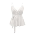 thumbnail image 5 of SGMVNU Women's Cute Sleeveless Peplum Tank Tops Sleeveless V Neck Crop Wrap Top Cute Summer Tie Front Camisole, White, Size L, 5 of 6