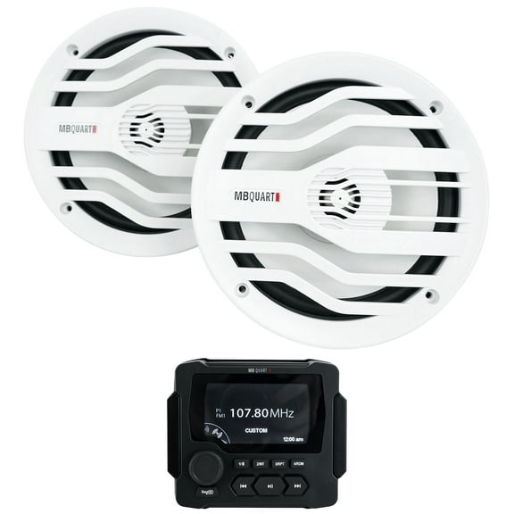 MB Quart GMR-LED Marine Receiver w/Bluetooth/USB 2) White MB Quart 6.5" Speakers