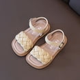 thumbnail image 2 of kpoplk Girls Sandals Cute Open Toe Summer Flat Sandals Dress Sandals for Little Big Kids(Yellow,6.5), 2 of 6