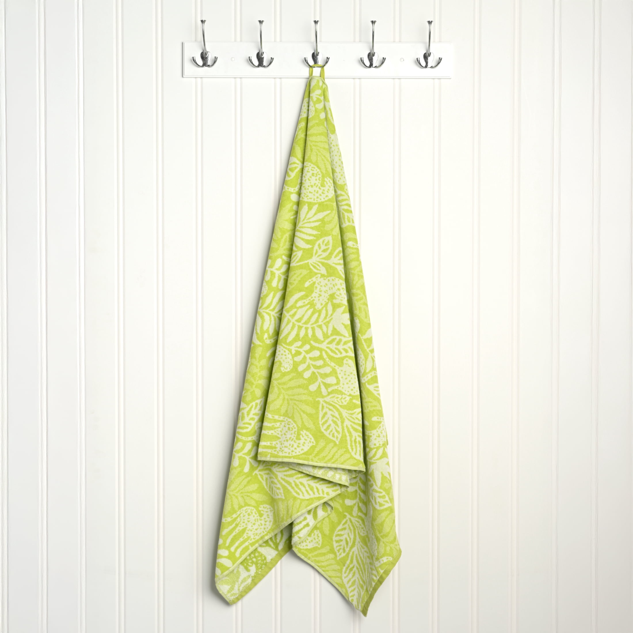 Better Homes & Gardens 2 Pack Cotton Blend Beach Towels, 72 x 38 in, Green Cheetah