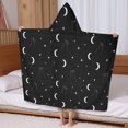 thumbnail image 5 of Black White Cat Moon Star Pattern Hooded Bath Towel，60"x35" for Ages 3 To 12 Kids, Quick Dry Lightweight Soft Microfiber Hood Beach Towel Cover Up for Kids, 5 of 7
