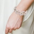 thumbnail image 6 of Elegantly Handcrafted Pink Pearl & Crystal Flowers Cuff Bracelet, 6 of 6