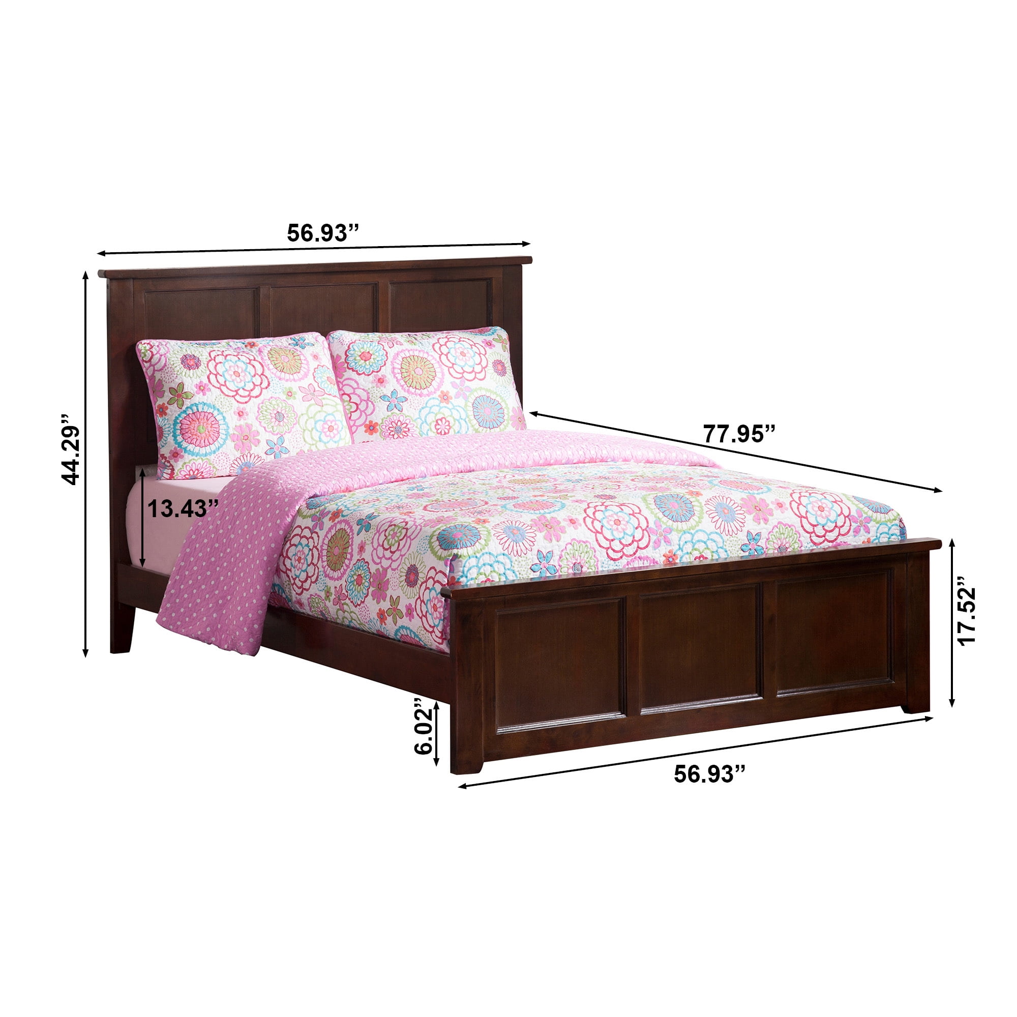 AFI Madison Full Wood Platform Bed & Footboard, Walnut