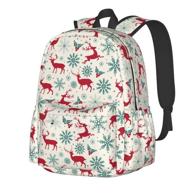 Disketp Vintage Christmas Reindeer Mochila Escolar de Gran Capacidad y Peso Ligero, Mochila de Viaje Ideal para Escuela, Trabajo y Uso Diario, Cómoda y con Estilo