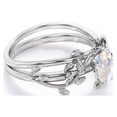 thumbnail image 3 of JeenMata Prong Setting 1 Carat Teardrop Blue Moonstone Leaf Pattern Bridal Ring Set in 18K White Gold Plating over Silver, 3 of 6