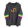 thumbnail image 2 of Uootdi Mardi Gras Womens Drawstring Hoodies for Women Carnival Crewneck Heart Print Hooded Long Sleeve Pullover Festive Color Block Loose Sweatshirts Gift, 2 of 4