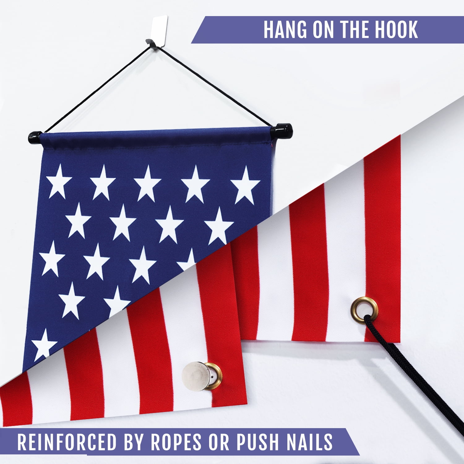 Anley American Flag Pull-Down Door Banners Porch Signs (2 Pieces) USA Flag Hanging Wall Banner - 12 in x 72 in