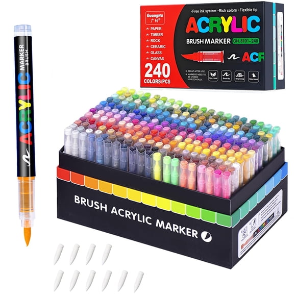Marcadores de pintura acrílica Guangna 240 colores para múltiples superficies