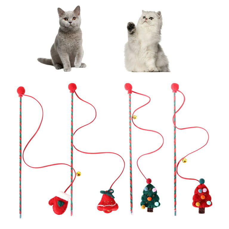 Deyuer Cats Wand Toy Christmas Accessories Pet Interactive Soft