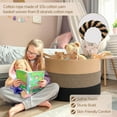 thumbnail image 3 of UniMall 115L Extra Large Blanket Basket for Apartment Décor, Woven Baby Laundry Hamper Shoe Basekts for Entryway, Wicker Storage Basket for Organizing, Camel Mix & Black, 3 of 14