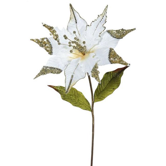 Vickerman OF161411 Potence de Fleur Poinsettia Crème, 26 & 12 Po.