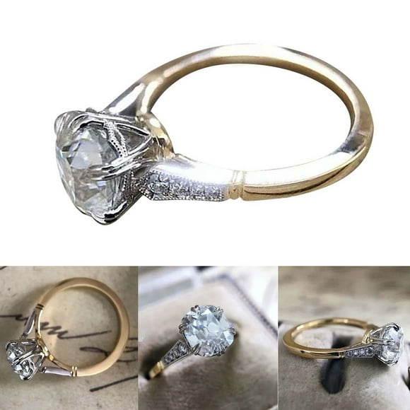 Anillo de compromiso de amor con microincrustaciones de dos colores chapado en cobre a la moda, regalo de joyería de boda para mujer Wmkox8yii fajkfhkj2563