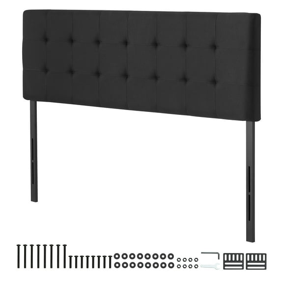 KFFKFF Queen Size Headboard with Adjustable Height, Diamond Tufted Design for Comfort, Dimensions W62.2 x H(42.72-54.53) x D2.76 in, Suitable for Bedrooms, Hotels, Homestays, and Dormitories, Black
