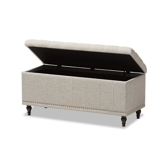 Baxton Studio Sherrill Modern Classic Beige Fabric Upholstered Button-Tufting Storage Ottoman Bench