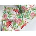 thumbnail image 2 of Tropical Bed Runner Set, Flamingo Pattern with Exotics Feels Leaves Greenery and Orchids Art, Decorative Bedding Scarf & 2 Pillow Shams for Hotels Homes, Queen, Dark Pink Jade Green Rose, by Ambesonne, 2 of 3