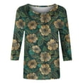 thumbnail image 5 of CYMMPU Floral Pattern 3/4 Sleeve Tunic Tops Boho Blouses for Women Dressy Casual Spring Tops Round Neck Fall Trendy Shirts Loose Fit Lightweight Basic Tees Multicolor XL, 5 of 5