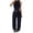 Navy, variant on LEKWK Two Piece Sets for Women Sleeveless High Neck Pleated Tank Tops and Elastic Waist Wide Leg Pants Summer Fashion Casual Vacation Daily Wear