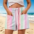 thumbnail image 2 of Jerdar Women's Casual Shorts Striped High Waisted Summer Beach Cover Up Shorts with Pockets XL, 2 of 6