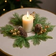 thumbnail image 2 of Christmas Candle Wreath Centerpiece with Pine Cones Berries and Greenery for Table Mantle Holiday Decorations(Green-C), 2 of 6