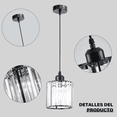 thumbnail image 3 of Lámpara Colgante Techo BLOOSOM Cristal Moderna Decorativas 3 Piezas Redondo negro, 3 of 4