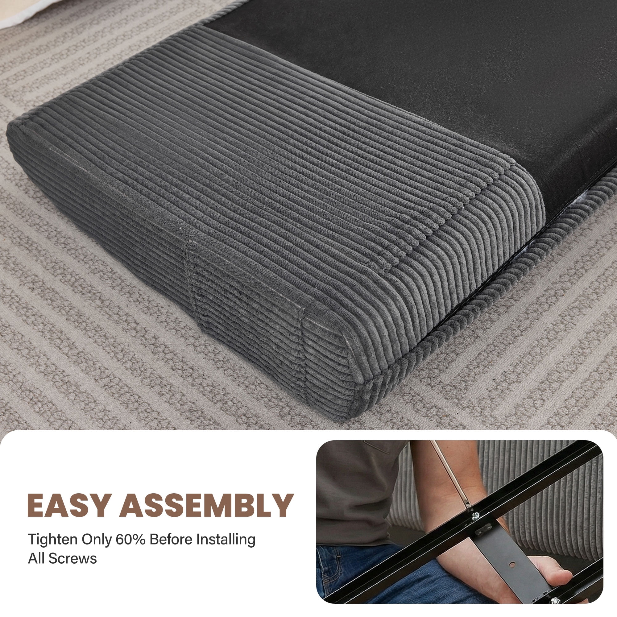 JONPONY Simple Upholstered Headboard for Queen Size Bed, Height Adjustable and Ergonomic Headboard,Easy Assemble, Sturdy and Durable,Grey
