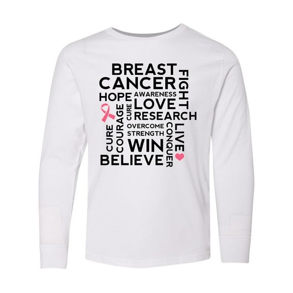 Inktastic Breast Cancer Awareness Month Saying Long Sleeve Youth T-Shirt