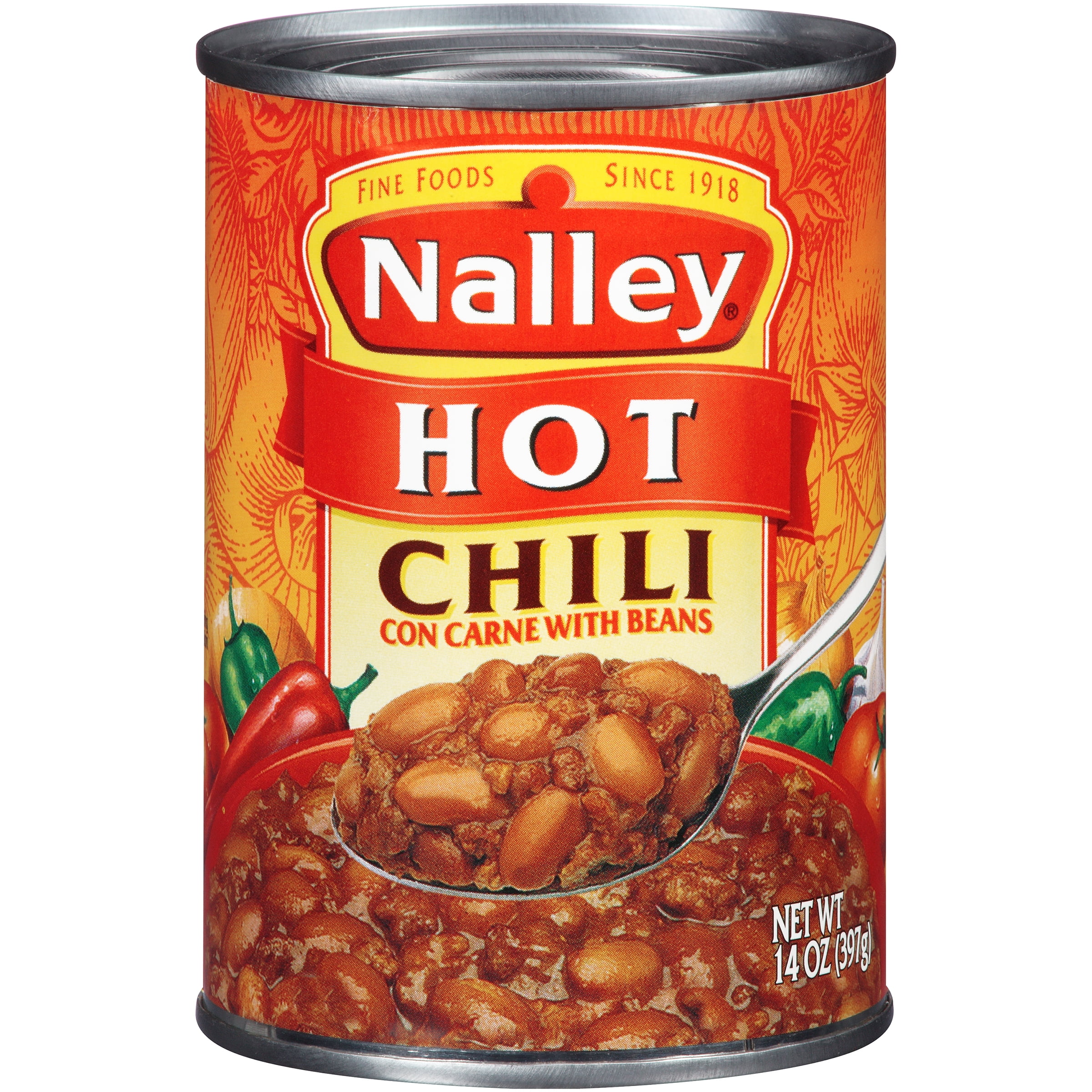 Nalley Hot Chili Con Carne With Beans, 14 oz.