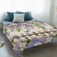 thumbnail image 4 of Spring Purple Flowers Blanket Soft Cozy Warm Throw Blanket for Couch, Plush Fuzzy Flannel Fleece Blankets for Sofa, Farmhouse Leaves Fences Burlap Bed Blankets Lightweight Gifts for Women, 50"x60", 4 of 9