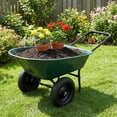 thumbnail image 2 of Costway 2 Tire Wheelbarrow Garden Cart Heavy-duty Dolly Utility Cart Green, 2 of 11