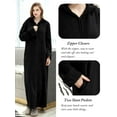 LOFIR Womens Zipper Front Robe, Long Plush Hooded Fleece Soft Bathrobes
