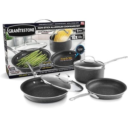 As Seen On Tv Granite Stone Diamond 5-Piece Non-Stick Cookware Set ...