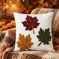 thumbnail image 5 of AuroraX Thanksgiving Maple Leaf Pillowcase Fall Pillow Covers Indoor Outdoor 18x18 Inch Farmhouse Embroidered Thanksgiving Home Decorations White, 5 of 8