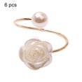 thumbnail image 2 of Koszal 6Pcs/Set Napkin Holder Exquisite Wide Application Metal Fake Pearl Rose Flower Napkin Rings for Wedding, 2 of 7