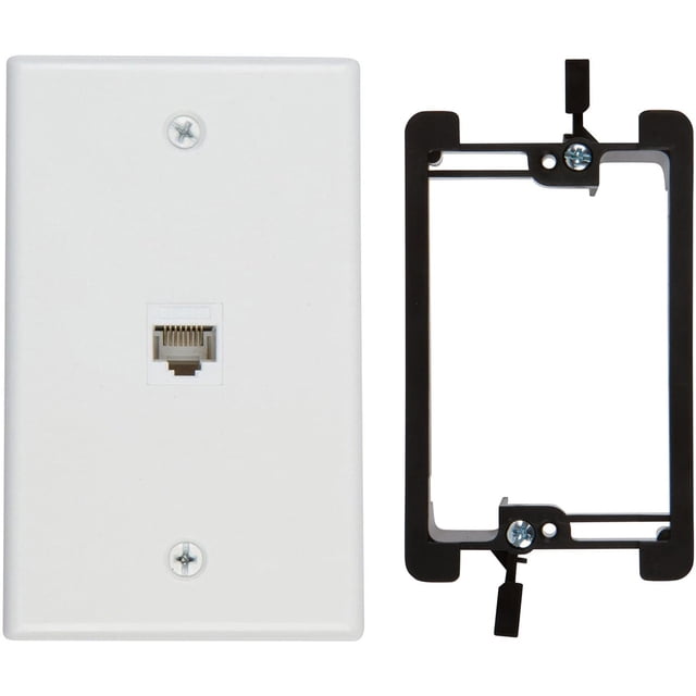 Buyer's Point 1 Port Cat6 Wall Plate, Female-Female White with Single Gang Low Voltage Mounting Bracket Device (1 Port)