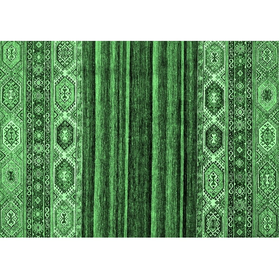 Ahgly Company Indoor Rectangle Abstract Emerald Green Modern Area Rugs, 6' x 9'