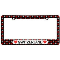Switzerland Love with Hearts License Plate Tag Frame, Hearts Love Design