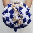 thumbnail image 4 of Namzi Artificial Flowers 1 Piece Bridal Bouquet Wedding Bouquet, Decorated with Ribbons, Rhinestones Artificial Pearls for Romantic Wedding Engagement Events,Bunch Dark Blue, 4 of 4