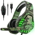 thumbnail image 1 of Butfulake Gaming Headset for Nintendo Switch, PS4, Xbox One, PS5 Controller, Laptop, Mac, Noise Cancelling PC Headset with Mic,7.1 Stereo Surround Sound, Cool LED Light,Comfort Earmuff, Camo Green, 1 of 8
