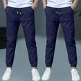thumbnail image 2 of Hinvhai 2PC Boys Joggers Pants Elastic Waist Cargo Pants Casual Bottoms Kids Jogging Trousers Navy 9 Years, 2 of 6